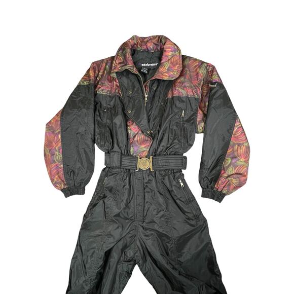 Women's Black and Multicolor Ski Jacket - Picture 2 of 11